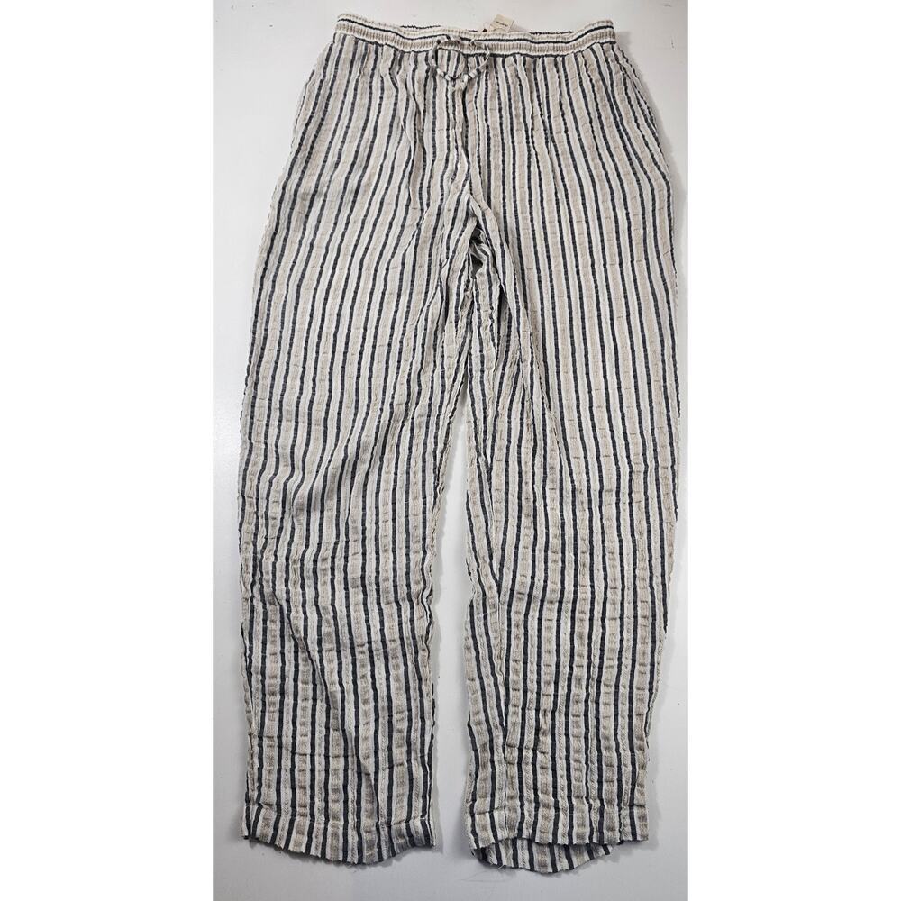 seer sucker vintage ramie linen blend neutral beach pants w/ pockets 18 / 20